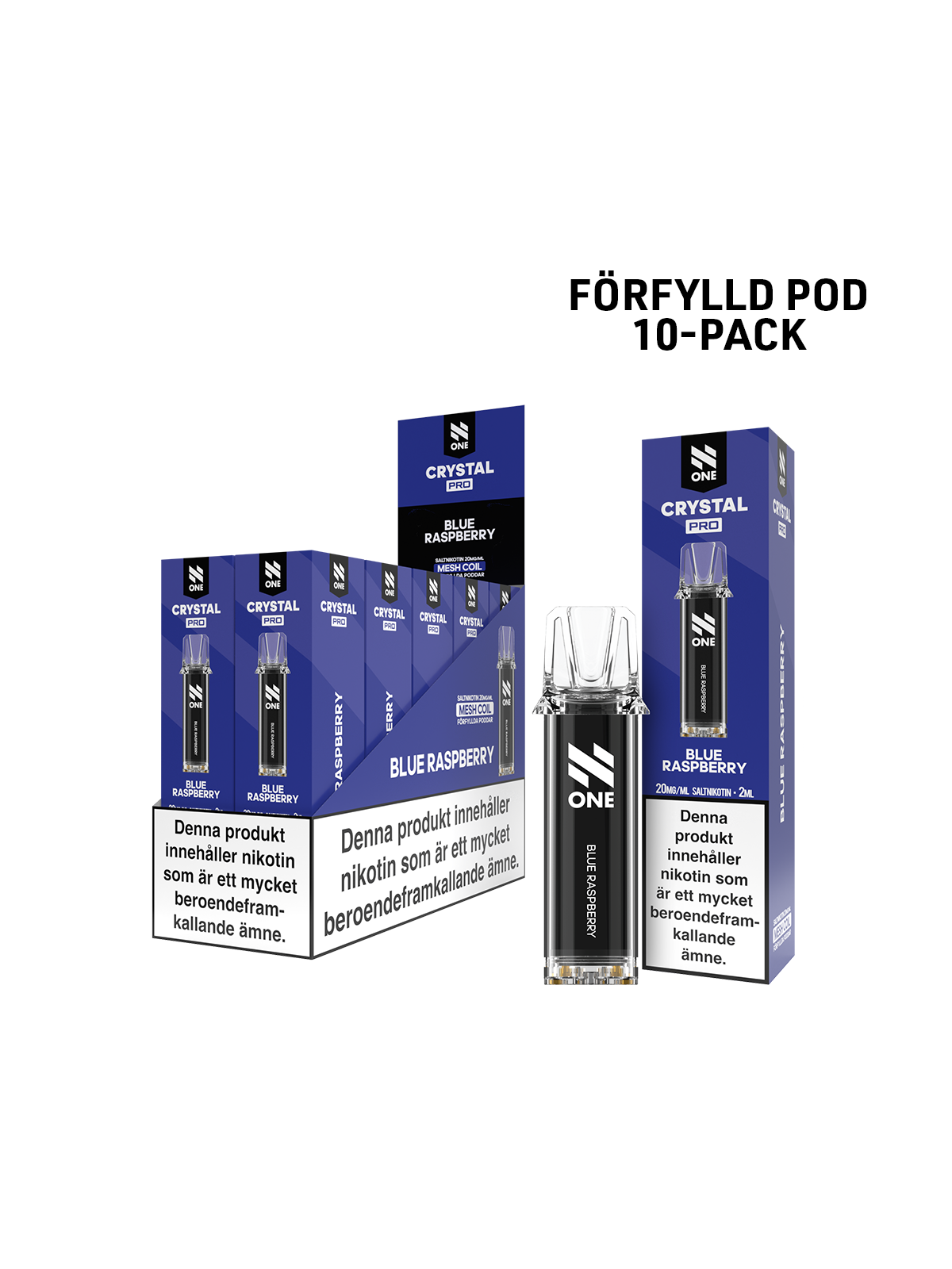 N One Crystal Förfylld Pod-Blue Raspberry-10P