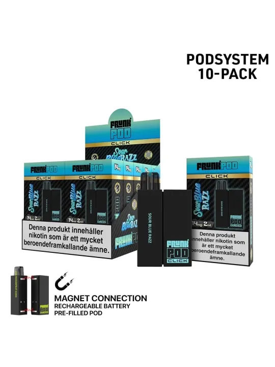 Frunk klick,.Sour Blue Razz Batteri inkl Förfylld Pod 2*10P