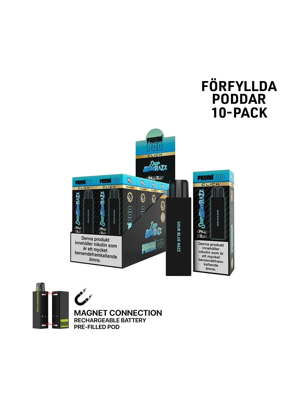 Frunk klick,Sour Blue Razz Förfylld Pod