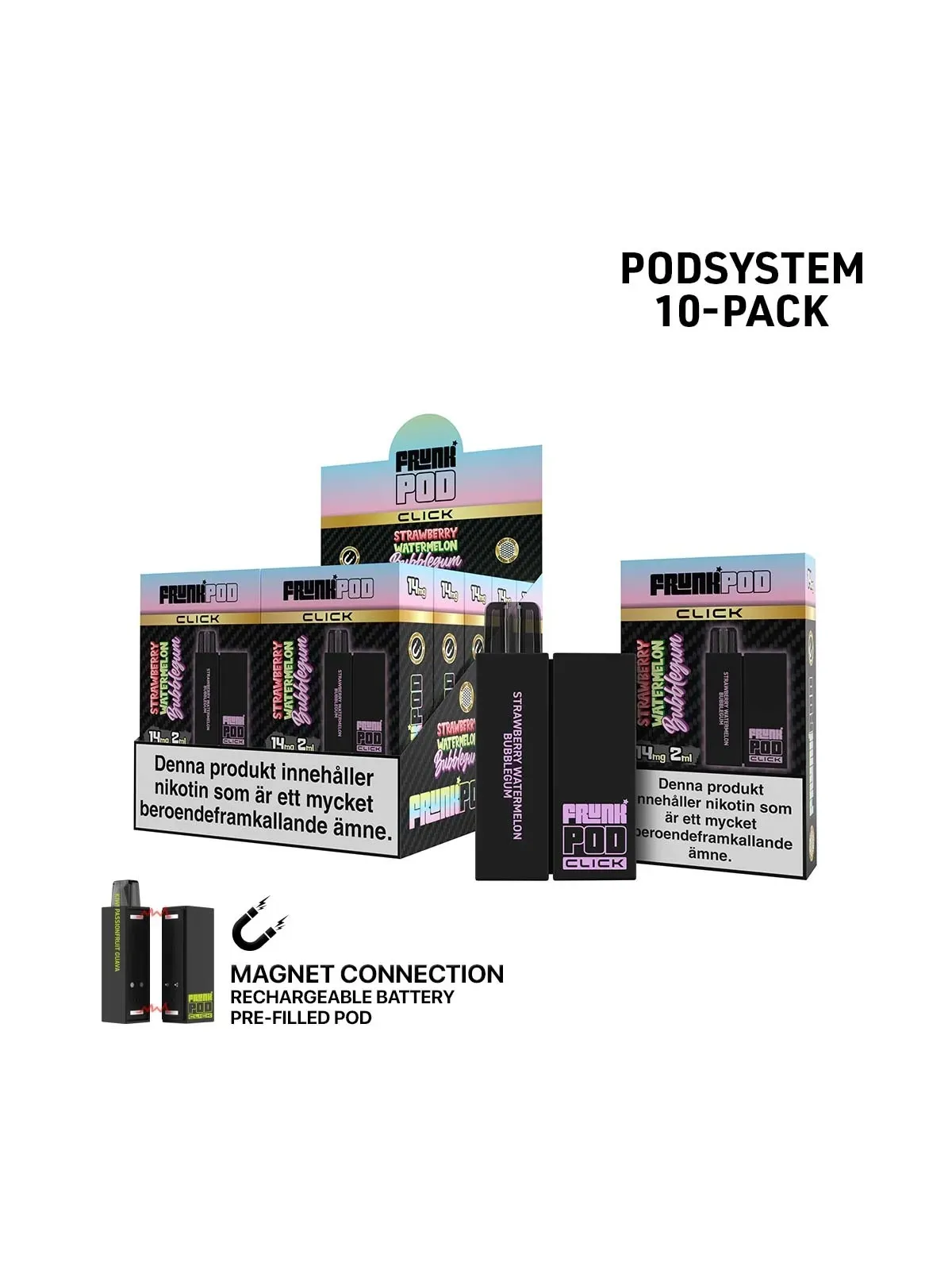 Frunk klick,.Strawberry Watermelon Bubblegum Batteri inkl Förfylld Pod